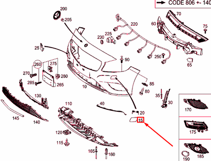 NEW MB A W176 RIGHT HEADLIGHT WASHER COVER CAP A17688502239999 ORIGINAL