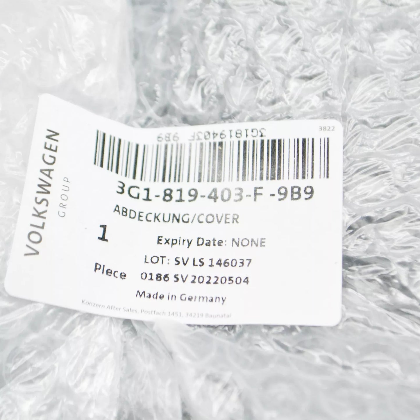 NEW VOLKSWAGEN PASSAT B8 FRONT LEFT WIPER COWL TRIM LHD 3G1819403F9B9