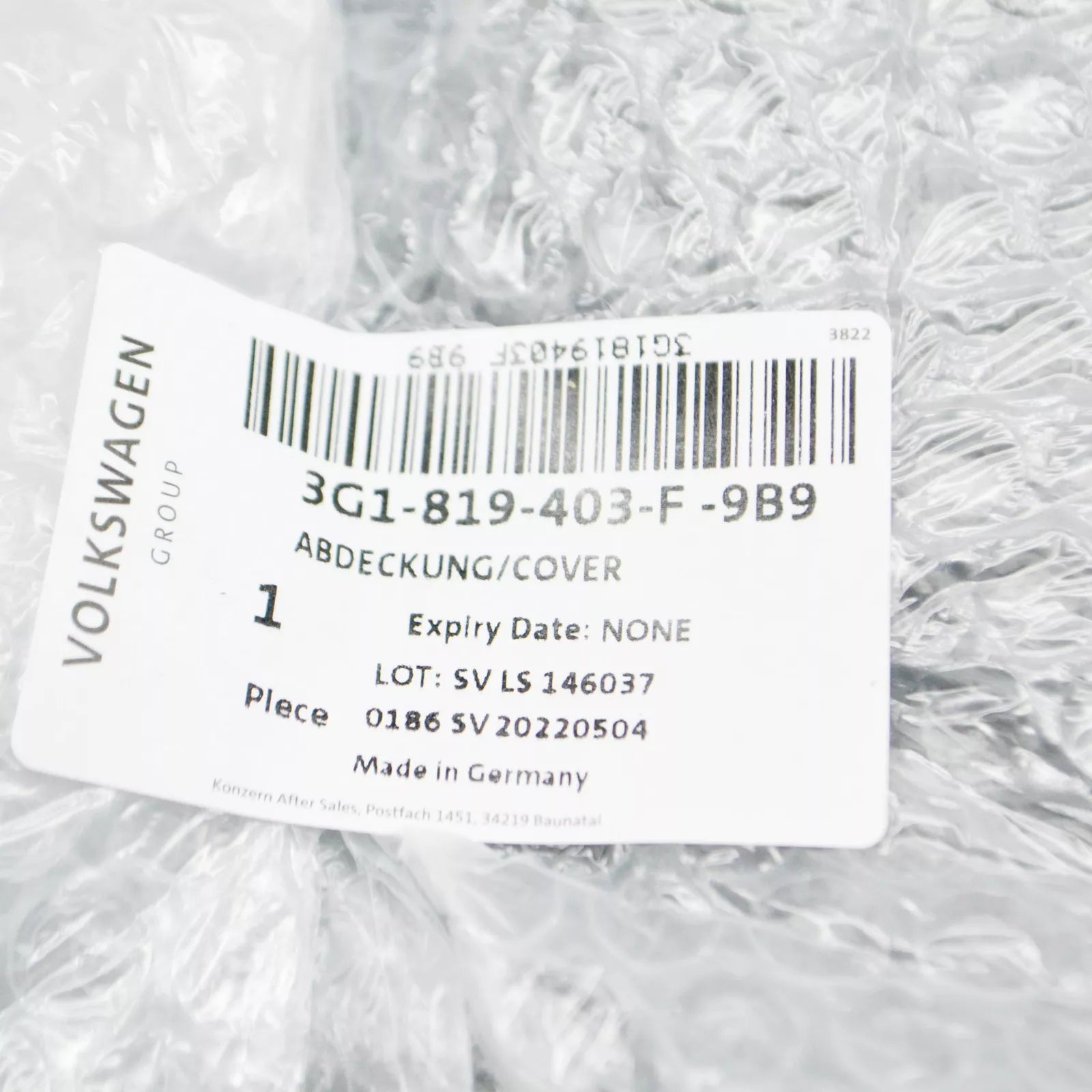 NEW VOLKSWAGEN PASSAT B8 FRONT LEFT WIPER COWL TRIM LHD 3G1819403F9B9