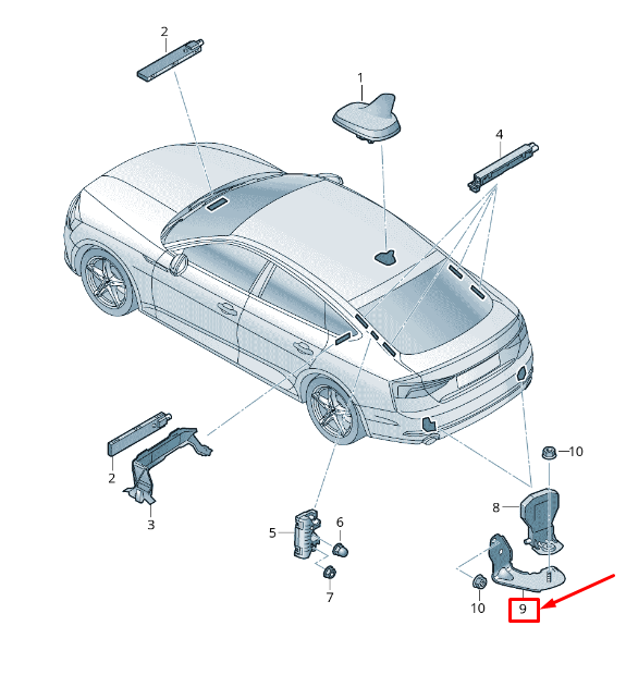 new audi a5 f5 right mobile phone aerial retainer 8w0035526a original