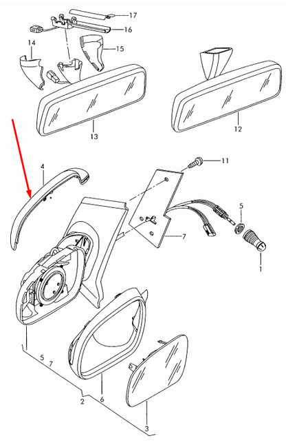 new volkswagen fox 5z front right door mirror frame rhd 5z2857538agru original