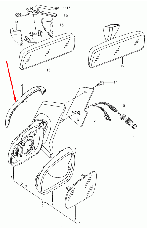 new volkswagen fox 5z front right door mirror frame rhd 5z2857538agru original