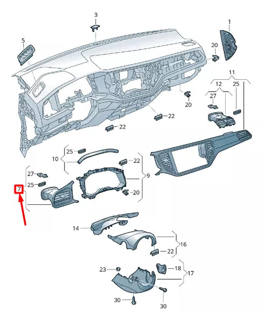 NEW VOLKSWAGEN T-ROC A11 LEFT DASHBOARD AIR VENT LHD 2GA858415CRAE