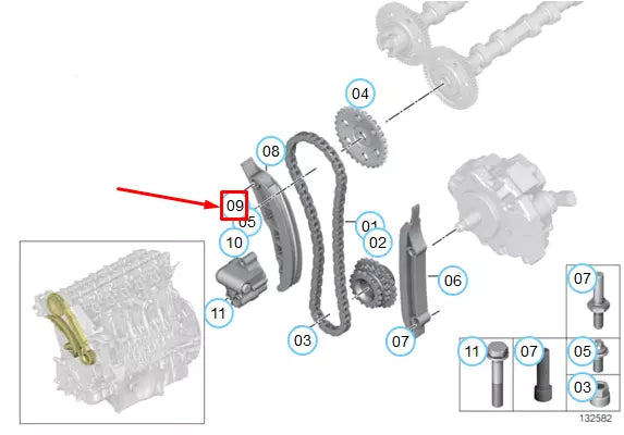 NEW BMW 7 E38 ENGINE TIMING CHAIN TENSIONER PIN 11317806351 ORIGINAL