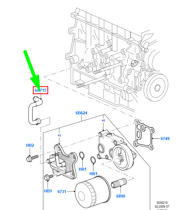 new ford transit connect mk1 oil cooler hose 1445852 7t16-8b451-ad original