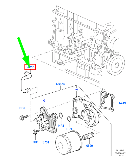 new ford transit connect mk1 oil cooler hose 1445852 7t16-8b451-ad original