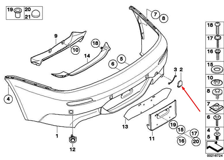NEW BMW 6 E63 REAR M BUMPER TOW HOOK EYE COVER 51127899499 7899499 2008 ORIGINAL