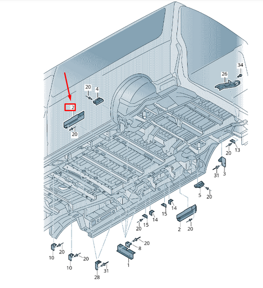 NEW VW TRANSPORTER VI T6 REAR LEFT SEAT MOUNTING BRACKET 7H3803547 ORIGINAL
