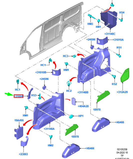 new ford transit custom mk1 right side c pillar trim 1869156 original