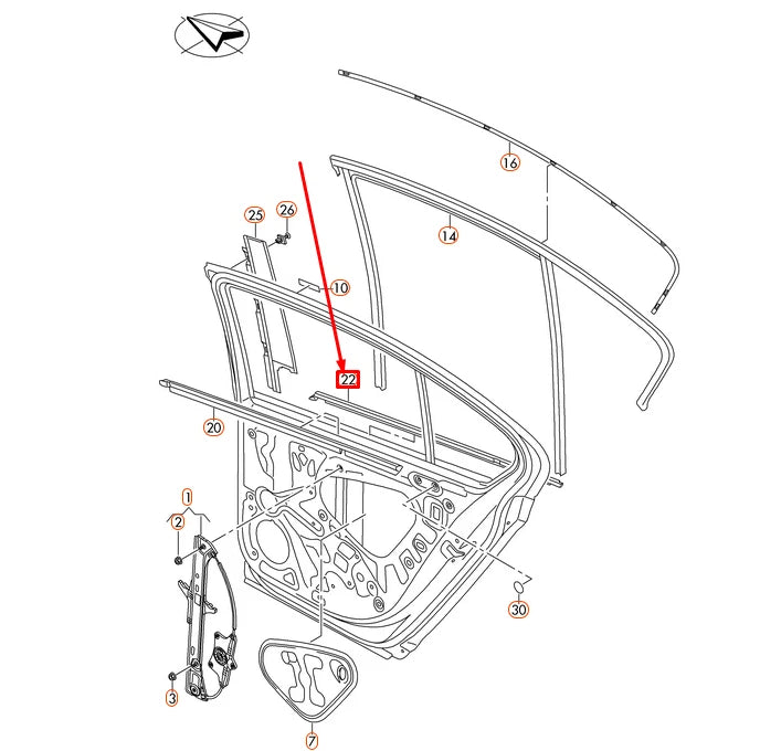 NEW VW PASSAT 3G B8 REAR LEFT OUTER WINDOW APERTURE SEAL 3G5839477C5AP ORIGINAL