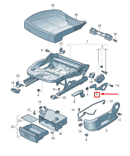 NEW VW SHARAN 7N FRONT RH SEAT HEIGHT ADJUST OPERATING LEVER 5N0881092 ORIGINAL