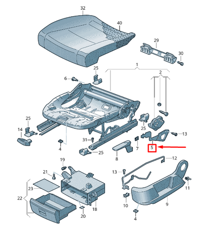 NEW VW SHARAN 7N FRONT RH SEAT HEIGHT ADJUST OPERATING LEVER 5N0881092 ORIGINAL