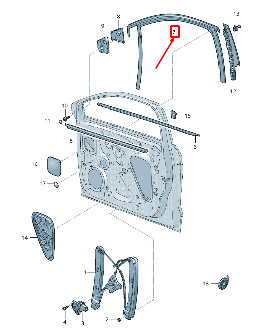 new seat arona kj front right outer door window guide 6f9837432j5ap original