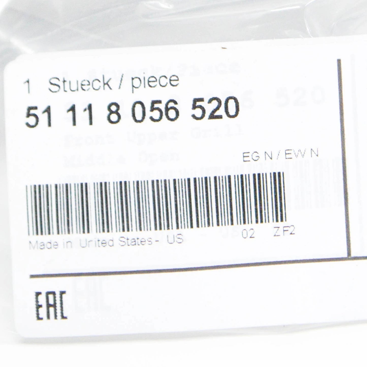 NEW BMW X6 F16 FRONT M BUMPER UPPER GRILLE 51118056520 8056520 2016 ORIGINAL