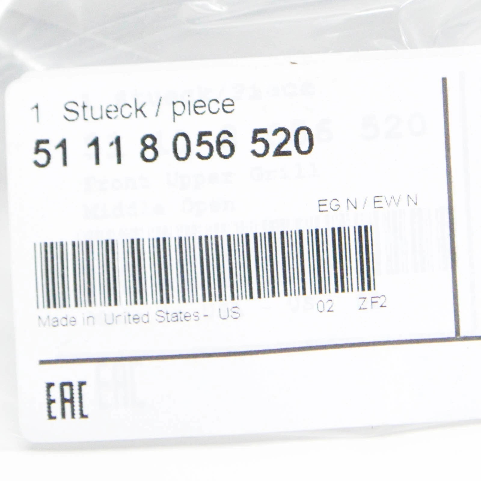 NEW BMW X6 F16 FRONT M BUMPER UPPER GRILLE 51118056520 8056520 2016 ORIGINAL