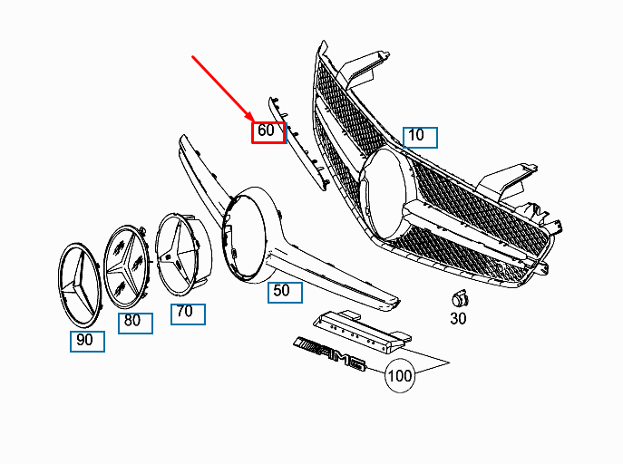 NEW MERCEDES-BENZ SL R231 RADIATOR GRILLE SHELL RIGHT TRIM A2318800182 ORIGINAL