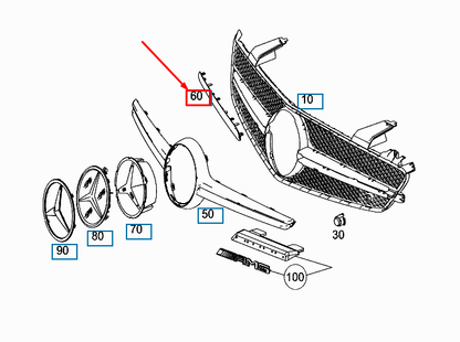 NEW MERCEDES-BENZ SL R231 RADIATOR GRILLE SHELL RIGHT TRIM A2318800182 ORIGINAL