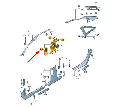 NEW AUDI A8 D4 LEFT SIDE B PILLAR UPPER TRIM 4H0867239EEP1 ORIGINAL