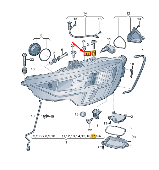 new audi a3 sportback 8y headlamp assembly spacer 4m0806305 original