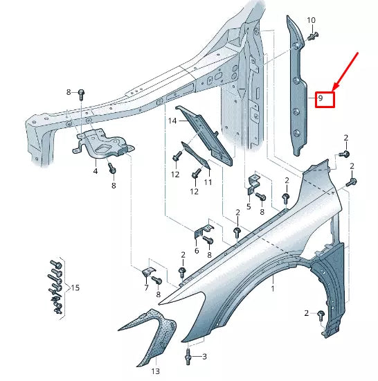 NEW AUDI E-TRON GEN LEFT FENDER CLOSING ELEMENT 4KE821111