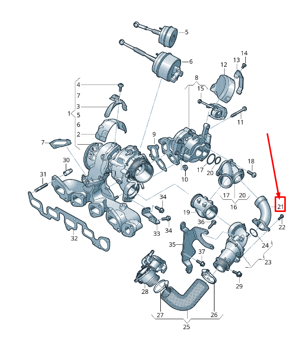 new vw tiguan ad engine connecting pipe 03n253369 original