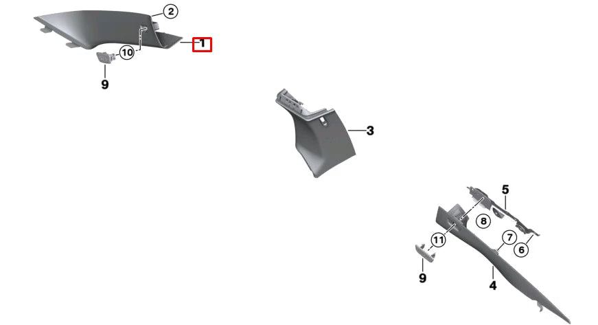 NEW BMW 4 COUPE G22 FRONT LEFT A-PILLAR TRIM 51438096861 ORIGINAL