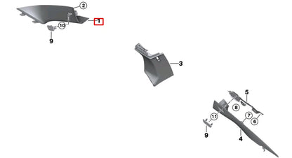 NEW BMW 4 COUPE G22 FRONT LEFT A-PILLAR TRIM 51438096861 ORIGINAL
