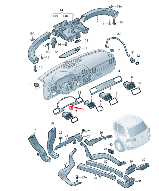 new vw touareg 7p mk2 left dashboard air vent rhd 7p2819703bubn original