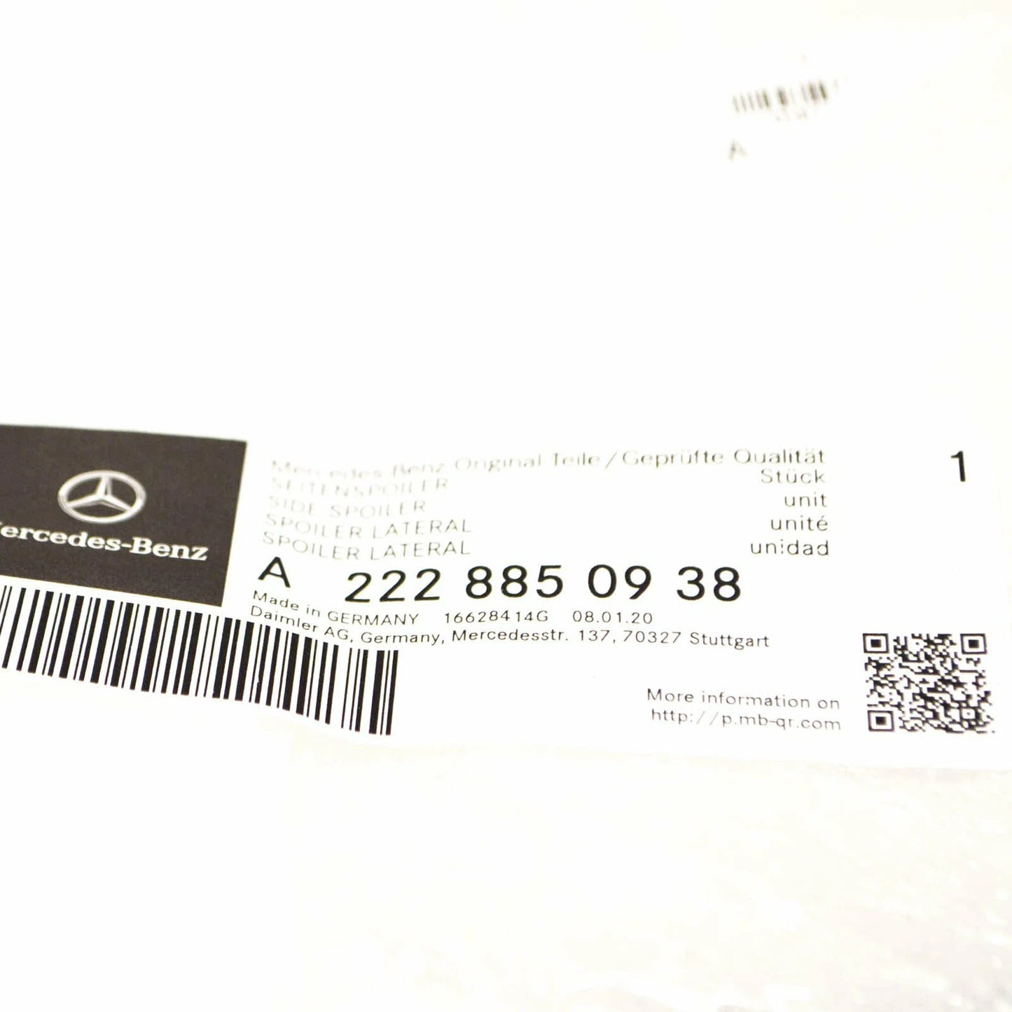 NEW MERCEDES-BENZ S-CLASS W222 FRONT BUMPER RIGHT SPOILER A2228850938 ORIGINAL