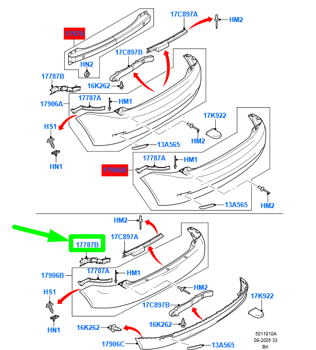 new ford fiesta be91 mk5 rear left bumper bracket 2s61-17a882-bf 1321368