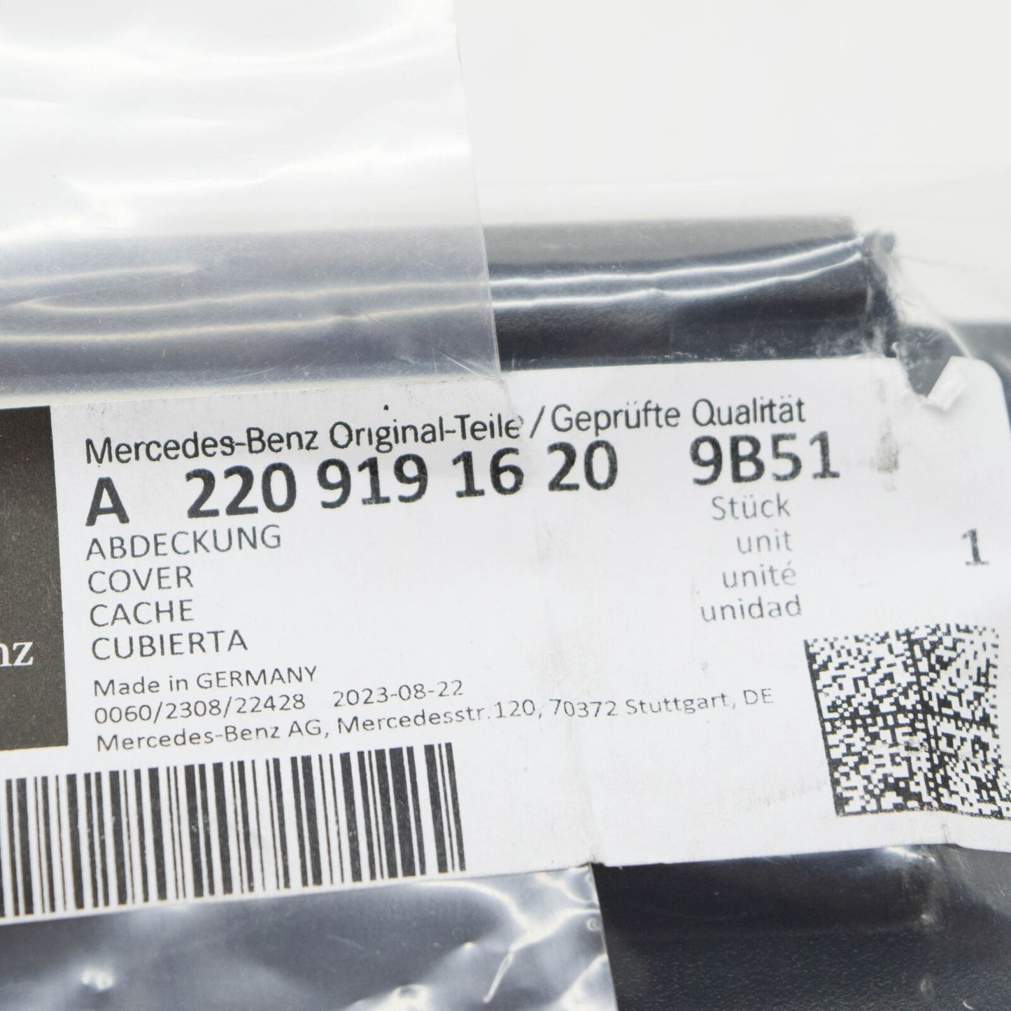 NEW MB S W220 FRONT SEAT RIGHT OUTSIDE FRONT COVER A22091916209B51 ORIGINAL