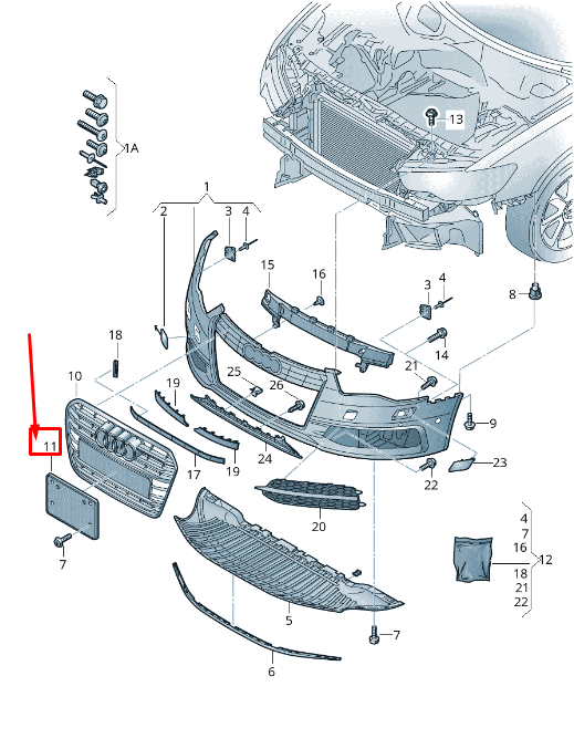 new audi a6 c7 front bumper license plate holder 4g0807285p1rr original