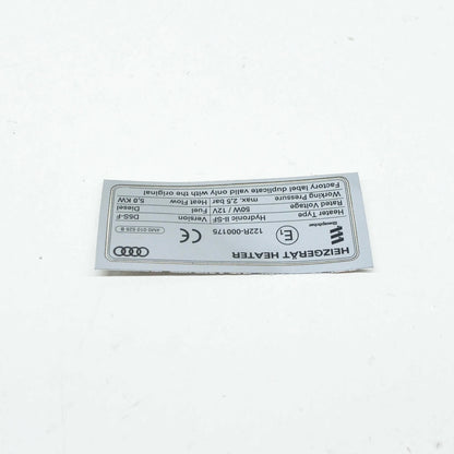 NEW AUDI Q7 4M VEHICLE DATA TAG FOR AUXILIARY HEATER 4M0010525B ORIGINAL