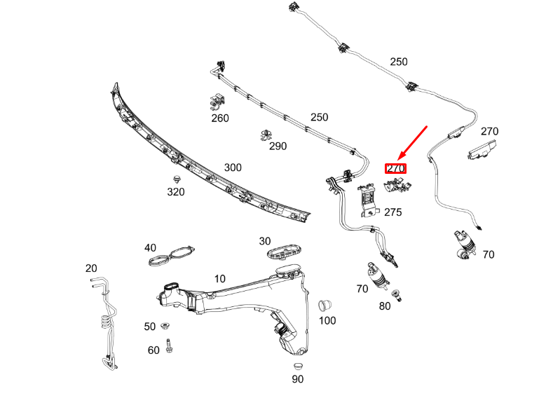 new mb gle w167 windshield washer hose line retaining tab a1678691500 original