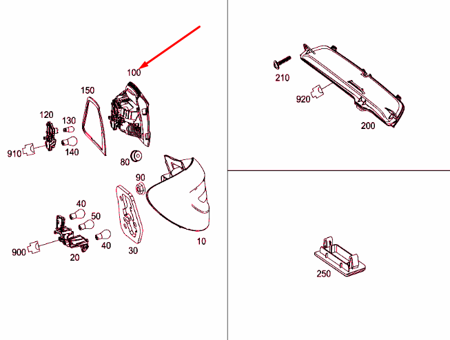 new mercedes-benz b w246 rear left inner tail lamp a2468200764 original
