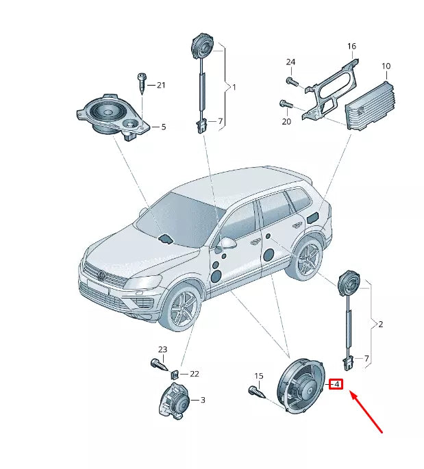 NEW VW TOUAREG 7P MK2 FRONT DOOR BASS LOUDSPEAKER 7P6035454
