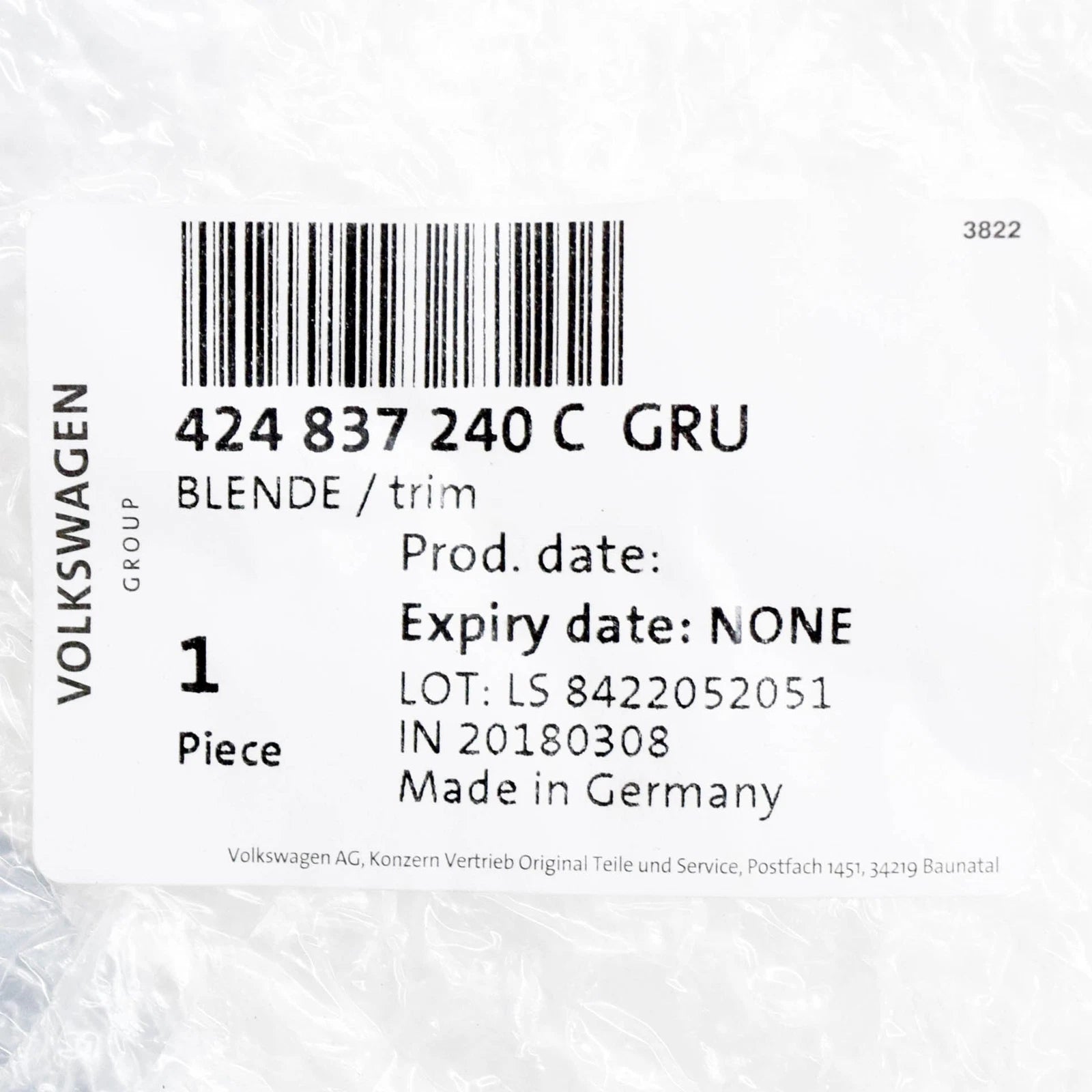 NEW AUDI R8 42 FRONT RIGHT DOOR HANDLE TRIM PLATE RHD 424837240CGRU ORIGINAL