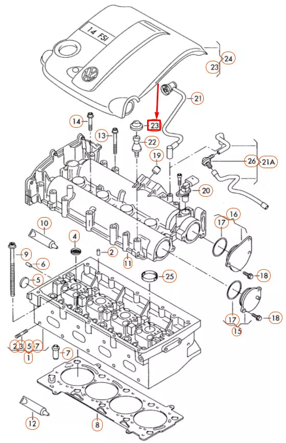 NEW VOLKSWAGEN JETTA A6 MK6 CYLINDER HEAD GROMMET 07C133588M ORIGINAL