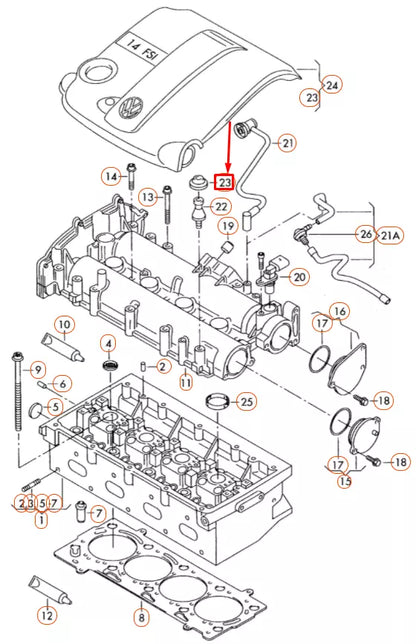 NEW VOLKSWAGEN JETTA A6 MK6 CYLINDER HEAD GROMMET 07C133588M ORIGINAL