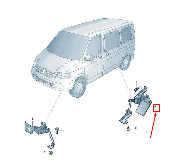 NEW VW TRANSPORTER VI T6 SG REAR RIGHT LEVEL SENSOR WITH POLES 7E0941274
