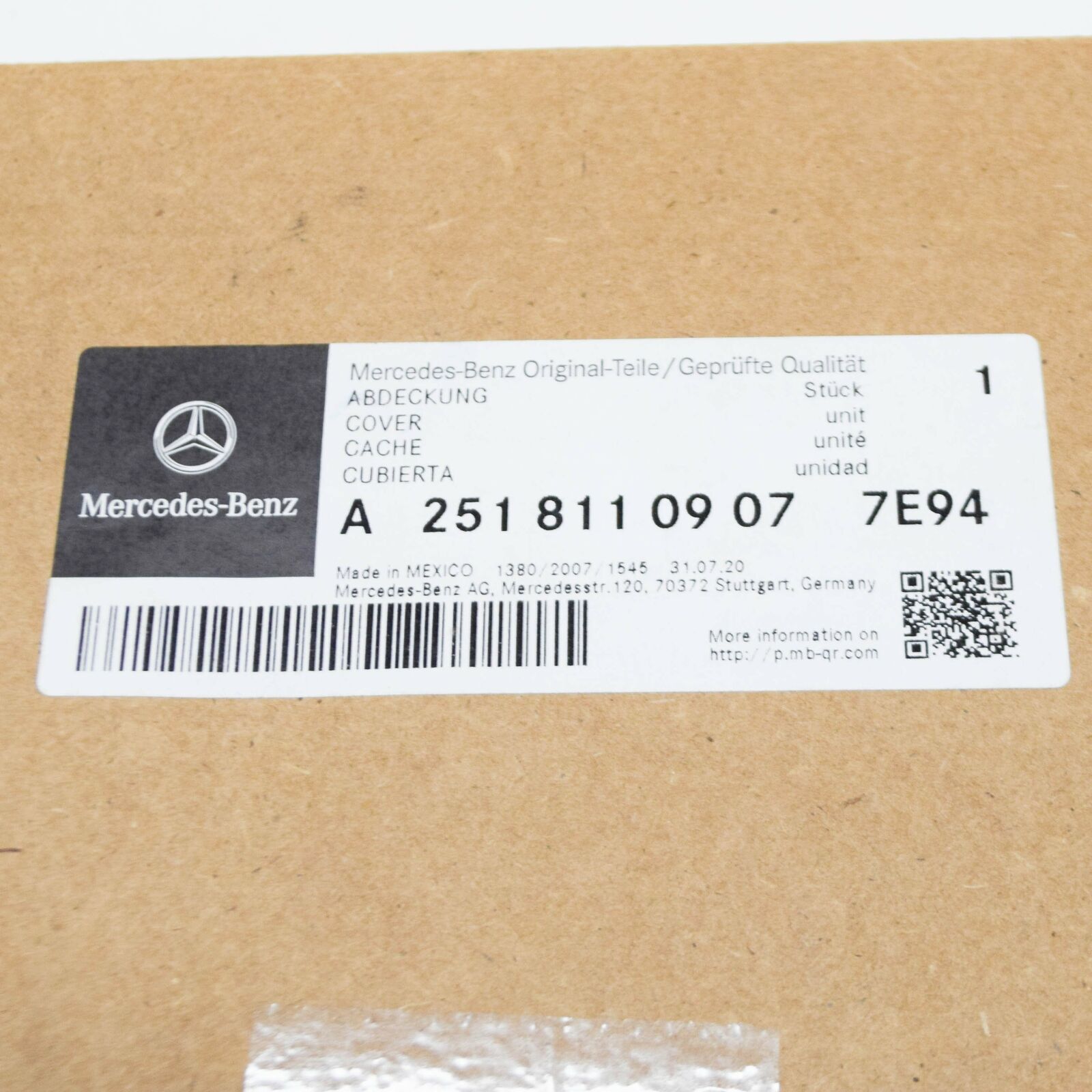 NEW MB ML W164 INTERIOR REAR VIEW MIRROR COVER A25181109077E94 ORIGINAL