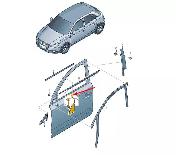 NEW AUDI A1 MK1 RIGHT FRONT DOOR CORNER TRIM COVER 8X4837638E5FQ ORIGINAL