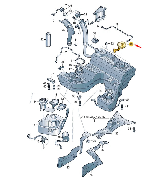 NEW AUDI A8 4H UPPER SEALING FRAME WITH FUEL LEVEL SENSOR 4H0201317P ORIGINAL
