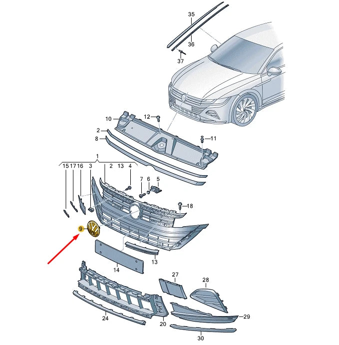 NEW VOLKSWAGEN ARTEON FRONT VW EMBLEM BADGE 5H0853601DDPJ