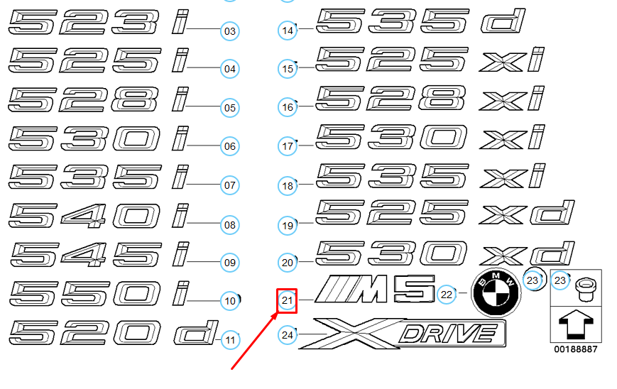 new bmw 5 e60 m5 rear trunk lid m5 emblem 51147898126 original