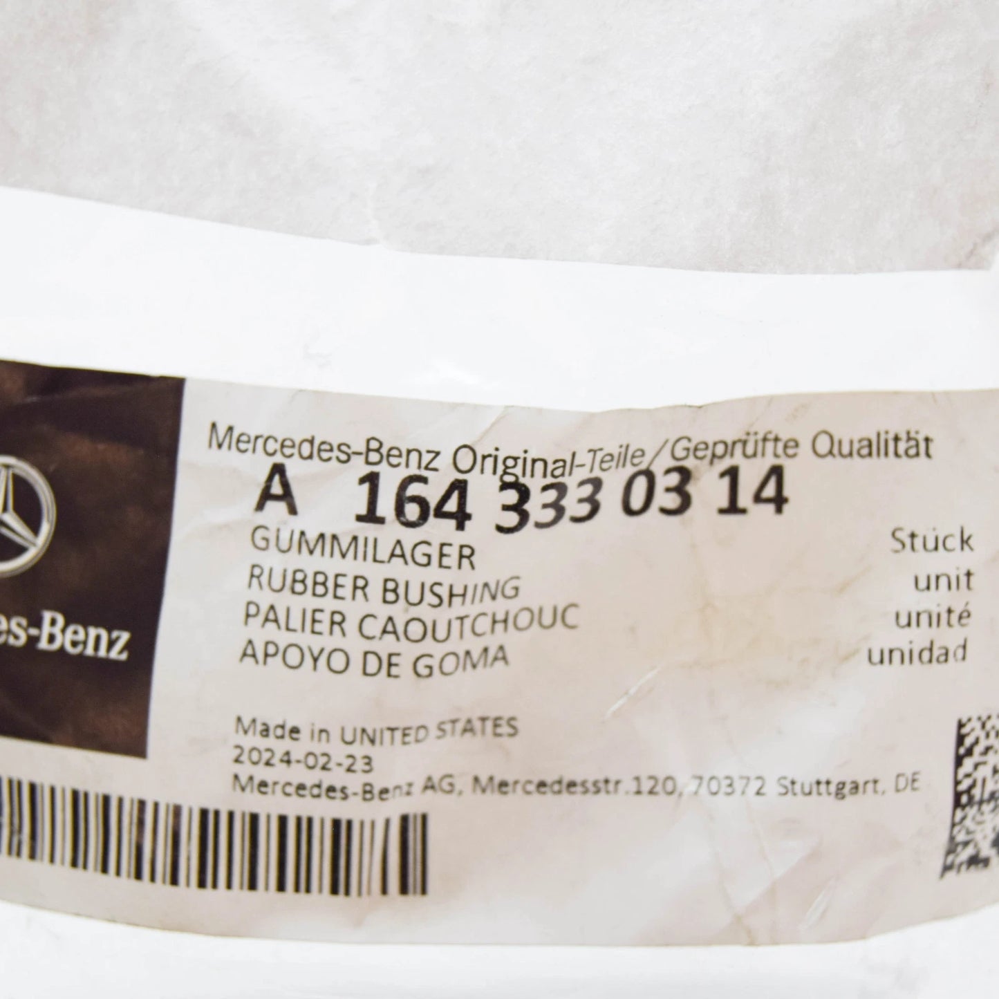 NEW MB M-CLASS W164 FRONT LOWER CONTROL ARM BUSHING A1643330314 ORIGINAL