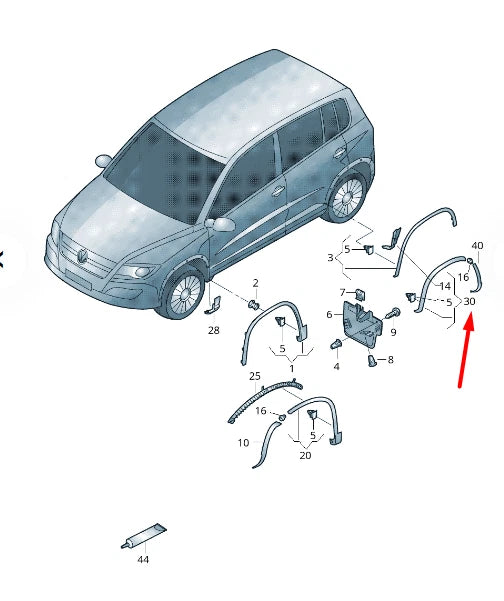 NEW VOLKSWAGEN TIGUAN REAR RIGHT OVERFENDER ARCH 5N08538189B9 ORIGINAL