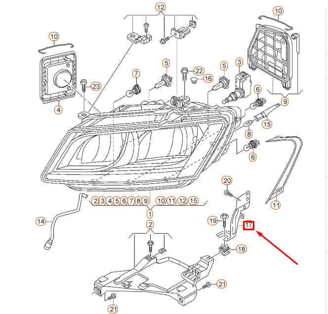 NEW AUDI Q5 8R FRONT RIGHT HEADLIGHT RETAINING PLATE 8R0941356 ORIGINAL