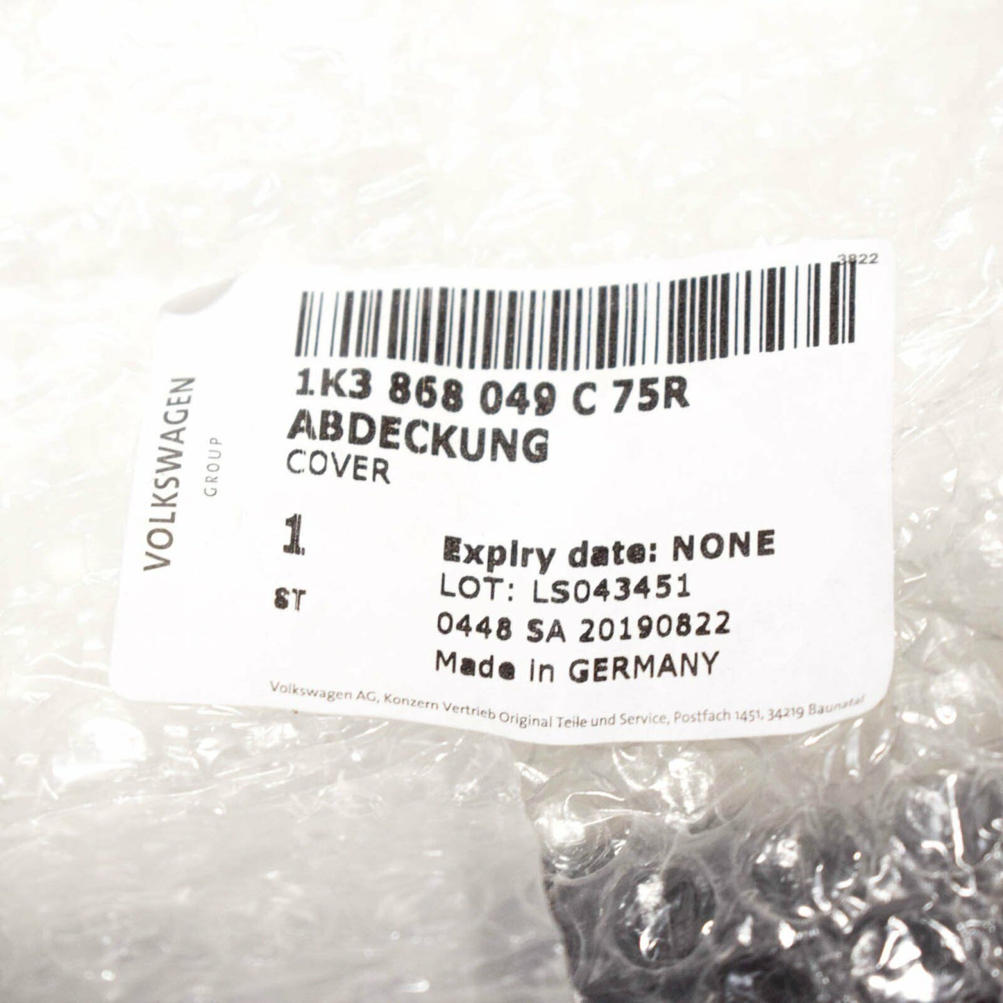 NEW VW GOLF MK FRONT LEFT WINDOW SWITCH COVER LHD 1K3868049C75R ORIGINAL