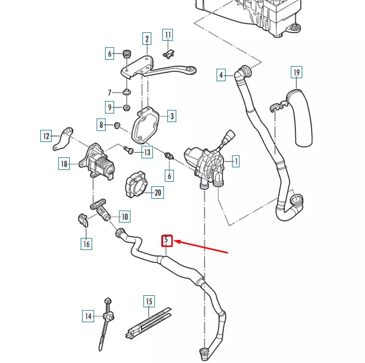 NEW VW JETTA A6 MK6 SECONDARY AIR PUMP CONNECTING HOSE 5C0131128F ORIGINAL
